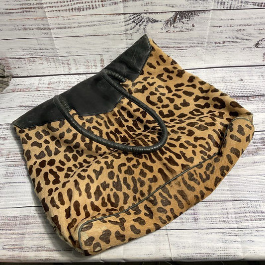 VTG. Maud Faizon Leopard Print Fur and Black Leather Tote Tote