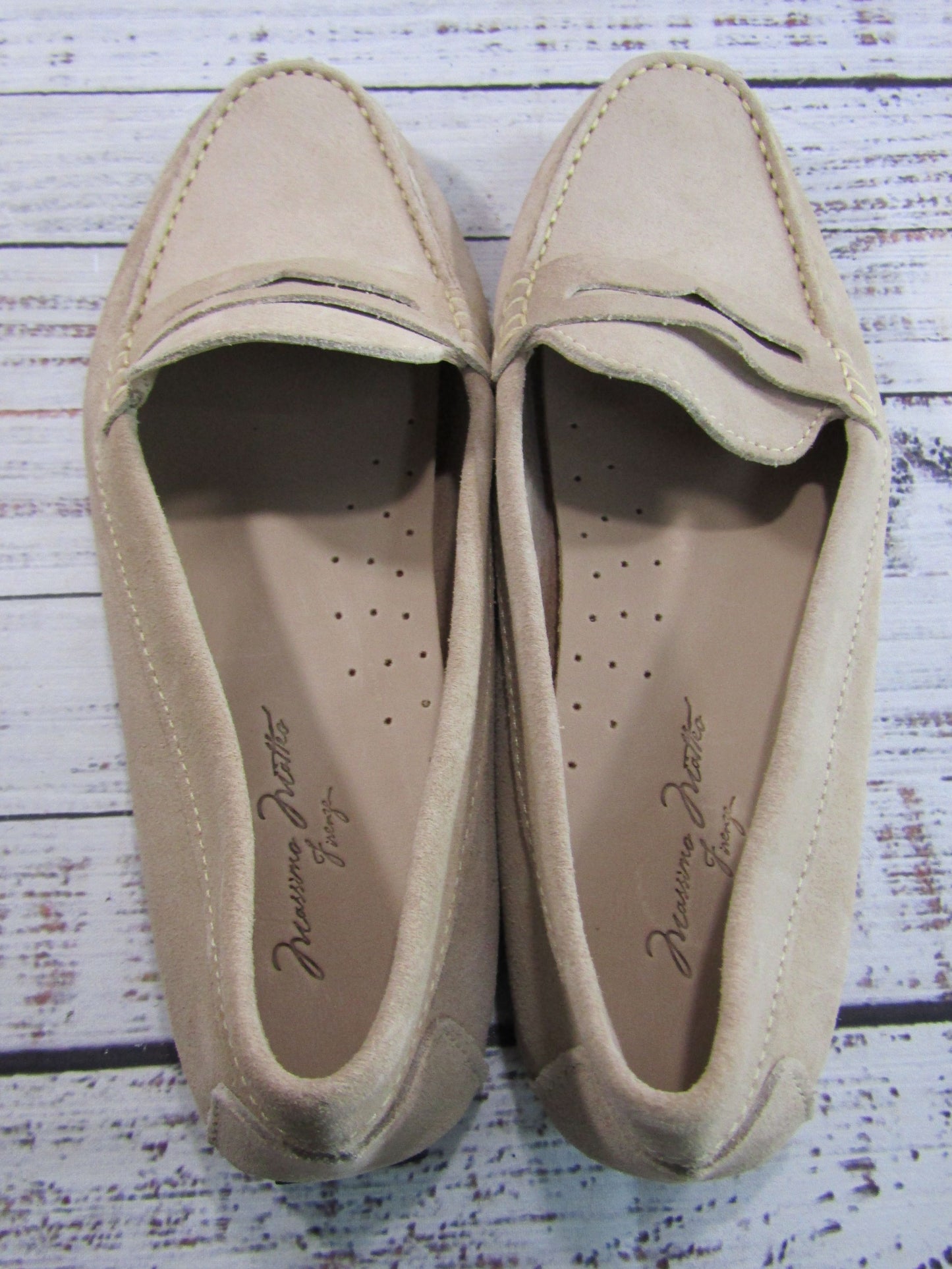 Massimo Matteo Men's Beige Suede Driving Penny Loafer Size 9.5