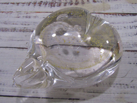 2016 Artist Signed Handblown Glass Gold Fleck Heart Paperweight