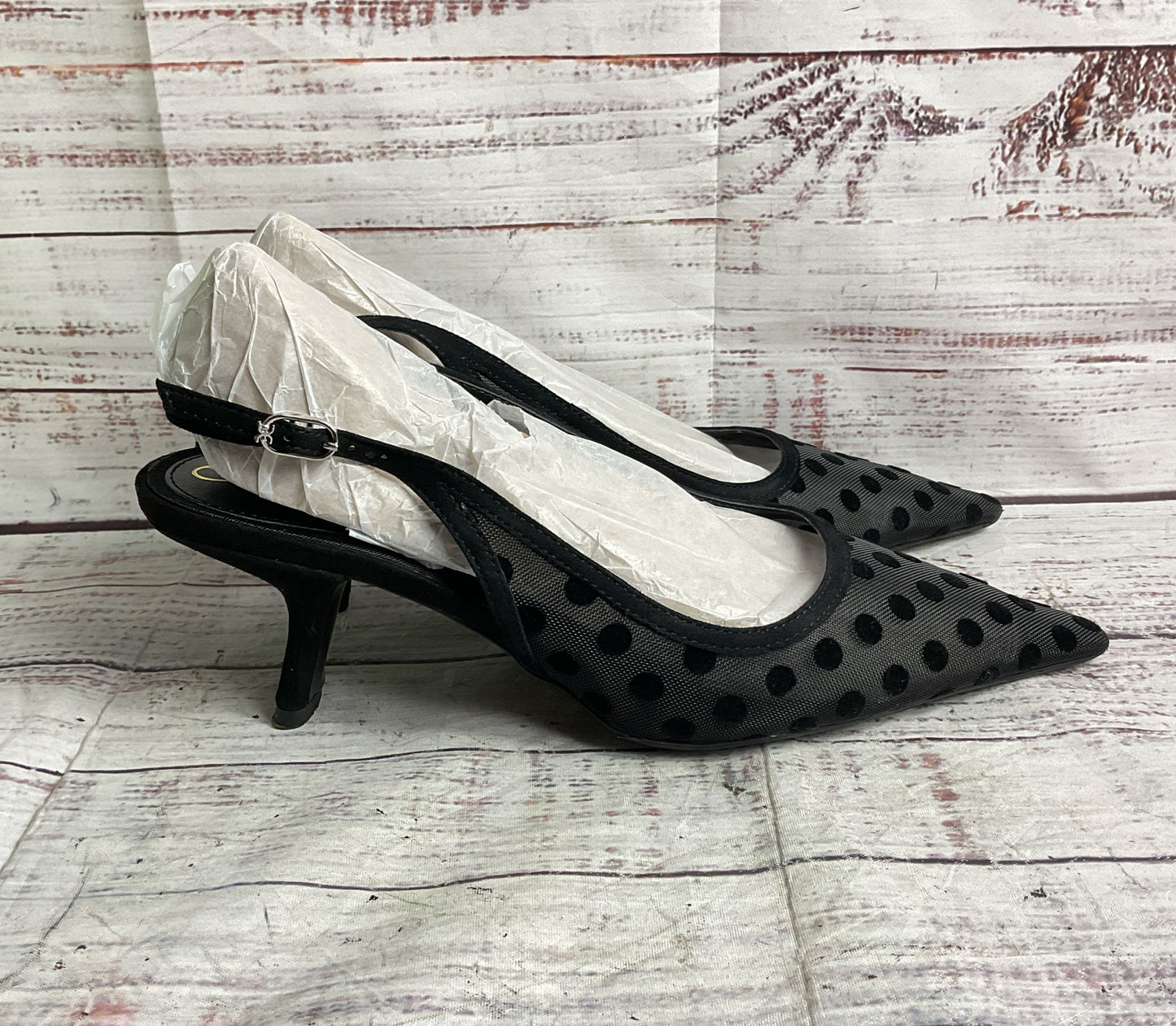 Sam Edelman Dot Mesh Bianka Slingback Black 6.5
