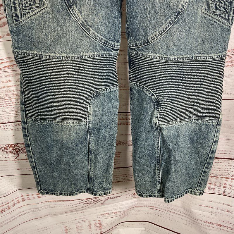 Revice GT Electric Blue Wash Denim Wide Leg Moto Jeans - Size 29