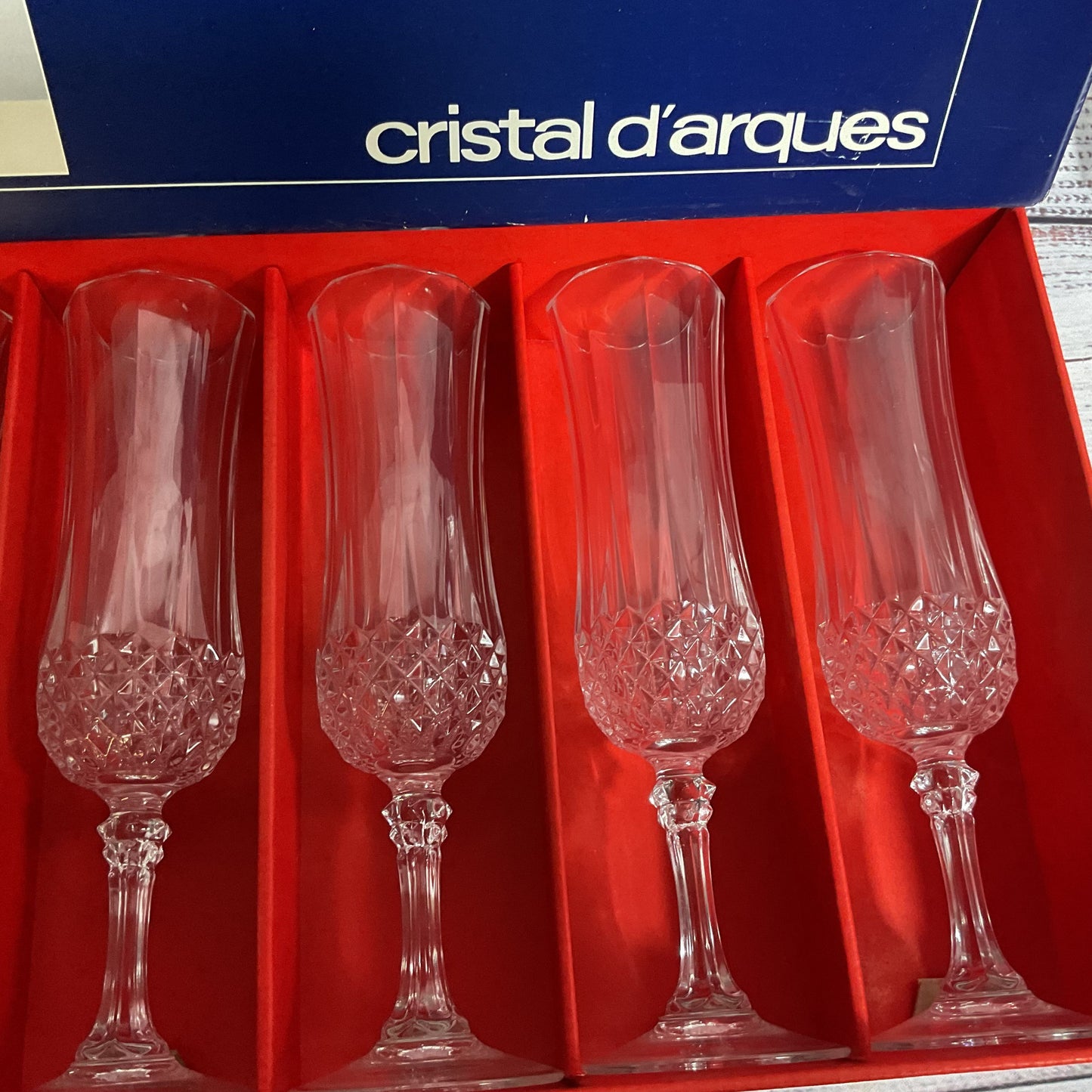 Set of 6 Crystal D'Arques 8" Champagne Crystal Flute Glassware