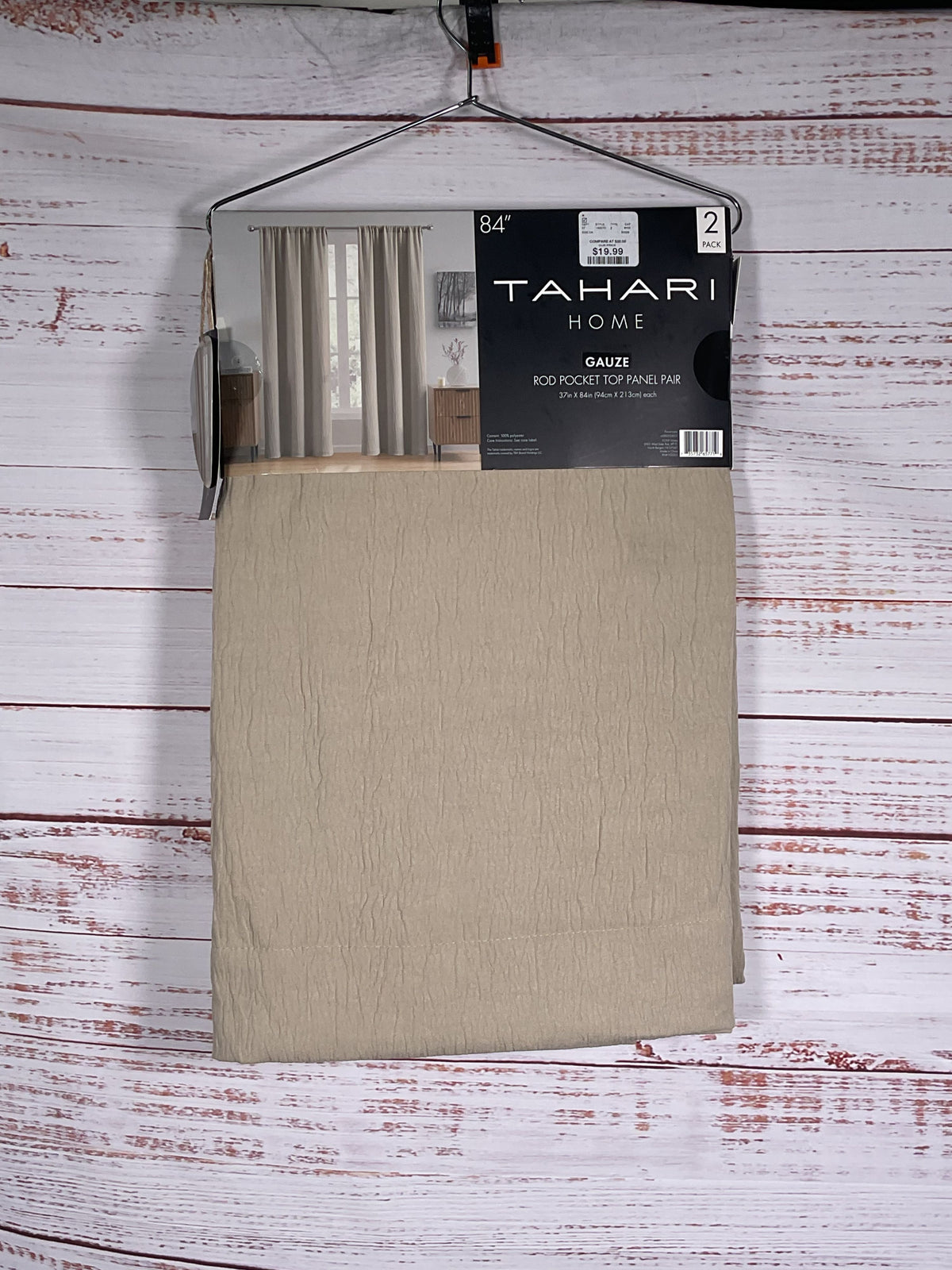 Tahari Home Set Of Two 84" Top Hang Curtains New
