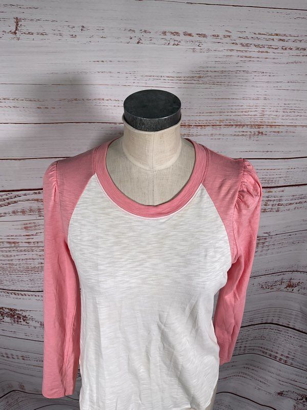 VERONICA BEARD Jeans Women's Mason Baseball Tee Rosebloom/White Size M