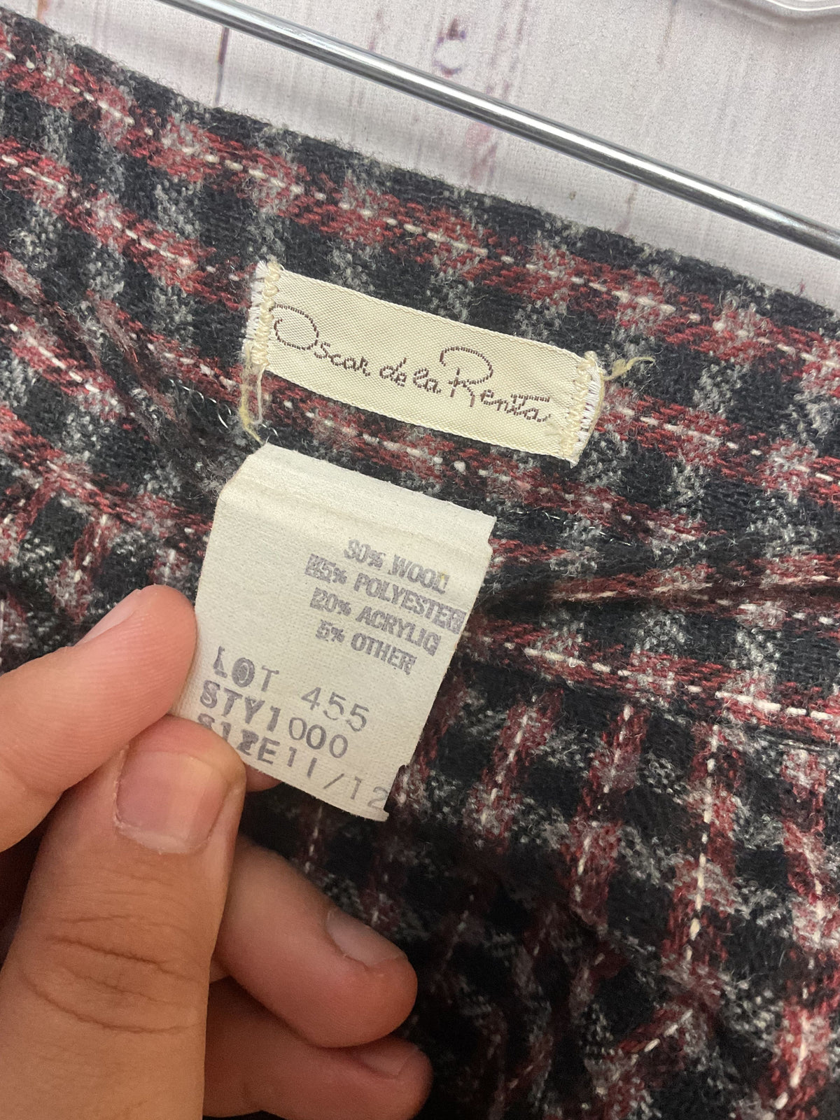 Oscar de la Renta Black & Red Plaid Skirt - Size 11/12