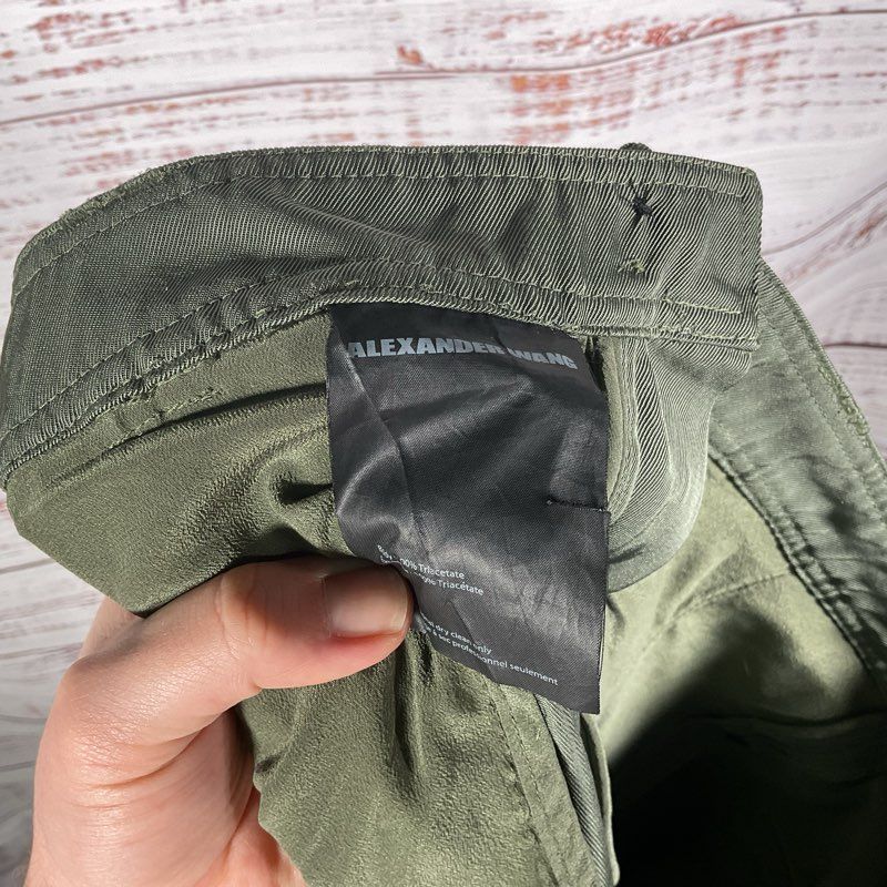 Alexander Wang Olive Green Twill Paneled Ruched Hem Safari Pants - Size 10