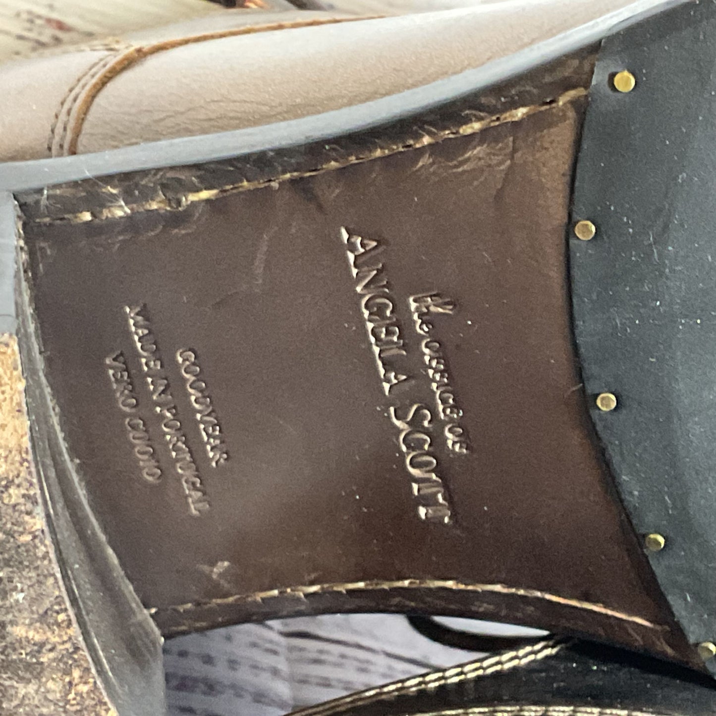 The Office of ANGELA SCOTT Miss Button Bronze Women's Shoes- SZ 38.5/ 8.5 US