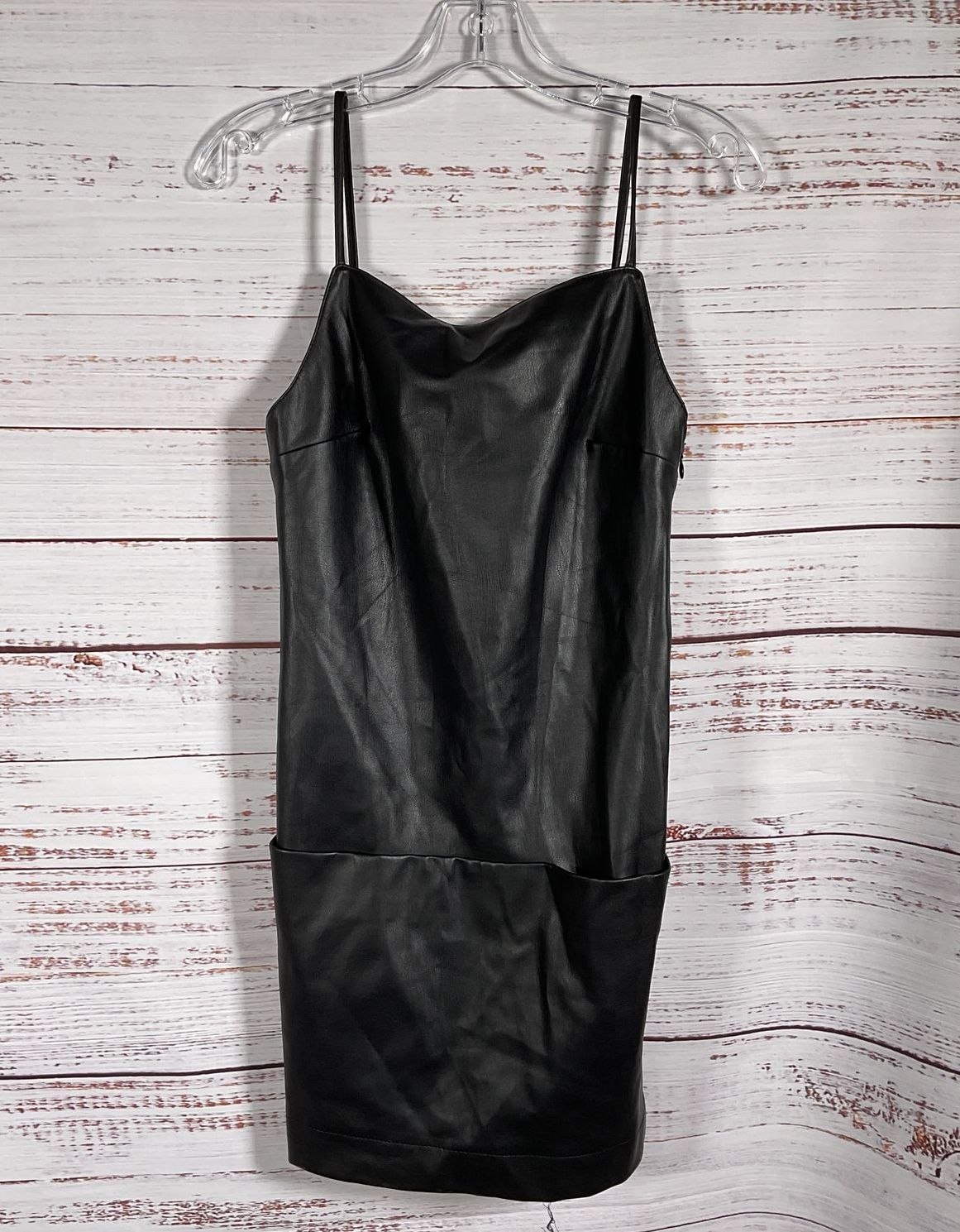 Staud Diego Vegan Leather Mini Dress Black XS