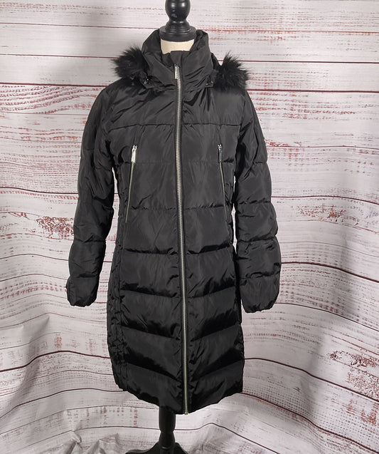 Michael Kors Faux Fur-Trim Hooded Parka Black M