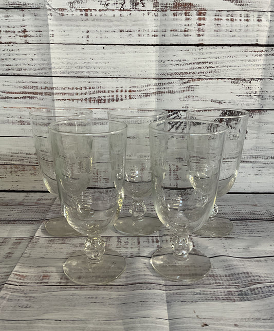Libby Vintage Glass Goblets Set Of 5
