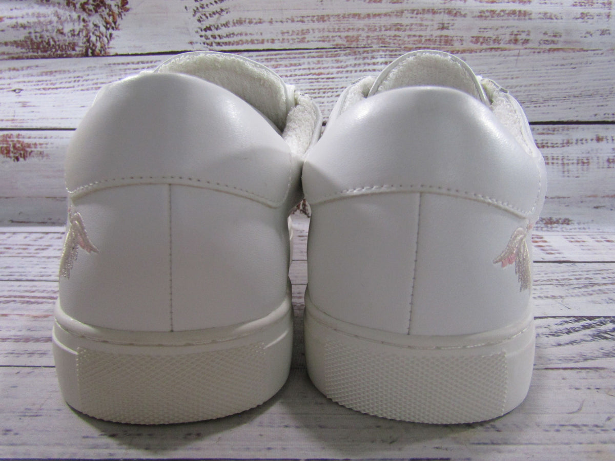 Chico's Ingrid Women's White Leather Crane Embroidered Sneakers Size 9.5