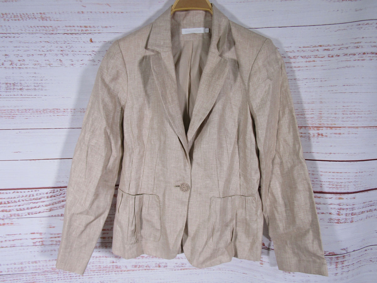 Anne Fontaine Women's Beige Linen Blazer Jacket Size 42