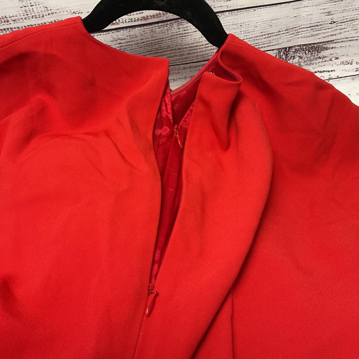 Escada Davany Cherry Red Cropped Overlay Dress - Size 34