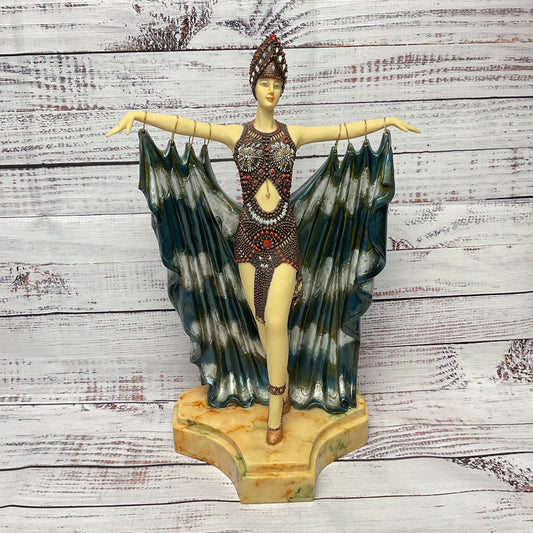 Art Deco Style 7 Veils Dancer Resin Statue 15" Sculpture