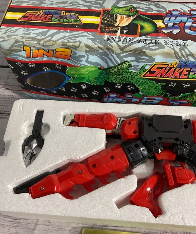 Vintage 1 In 2 Snake Star King Robot Red Action Figure With Box Very Rare