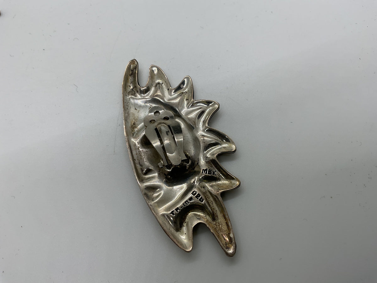 TAXCO Mexico Sterling Silver & Brass Half Sun SINGLE 2.5" Earring- 12.60g