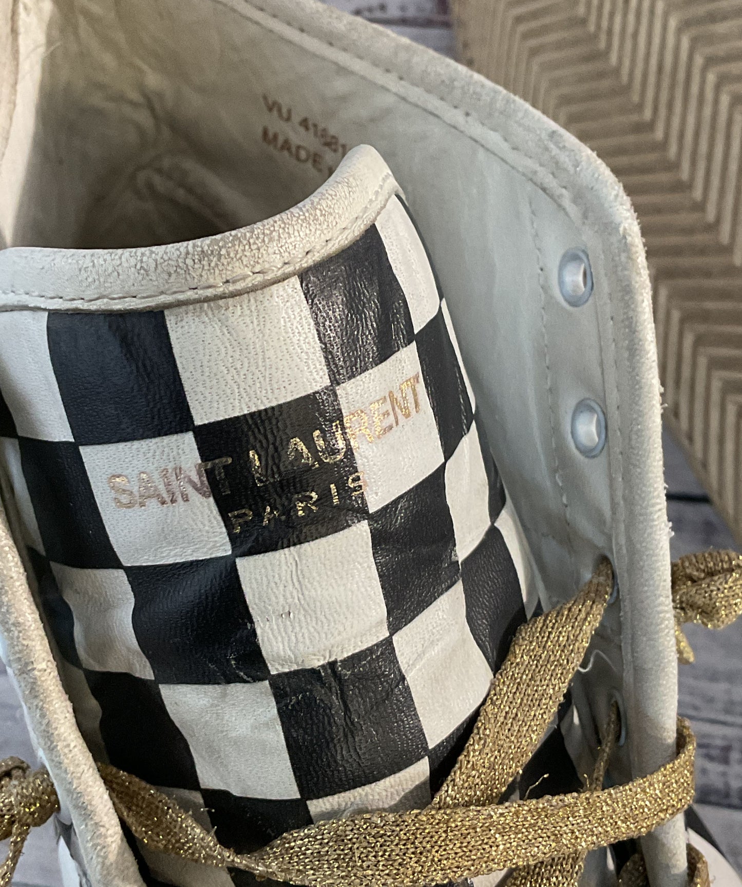 Saint Laurent Paris Hedi Slimane Checkered High Sneakers Multicolor 11.5