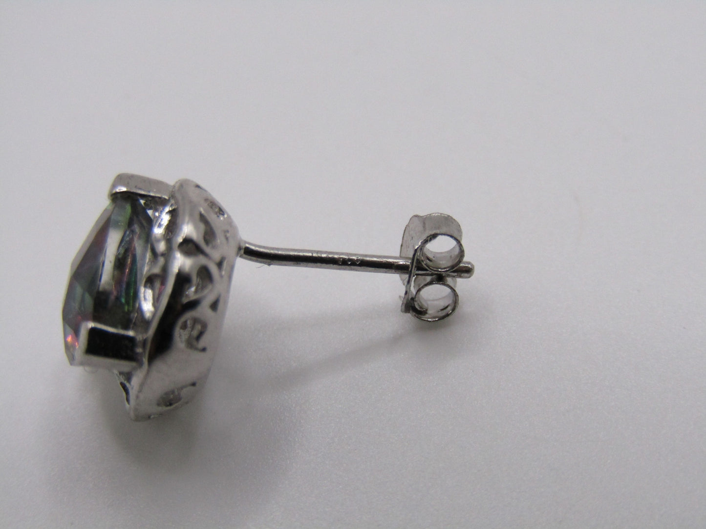 Sterling Silver Iridescent CZ Stud Earrings