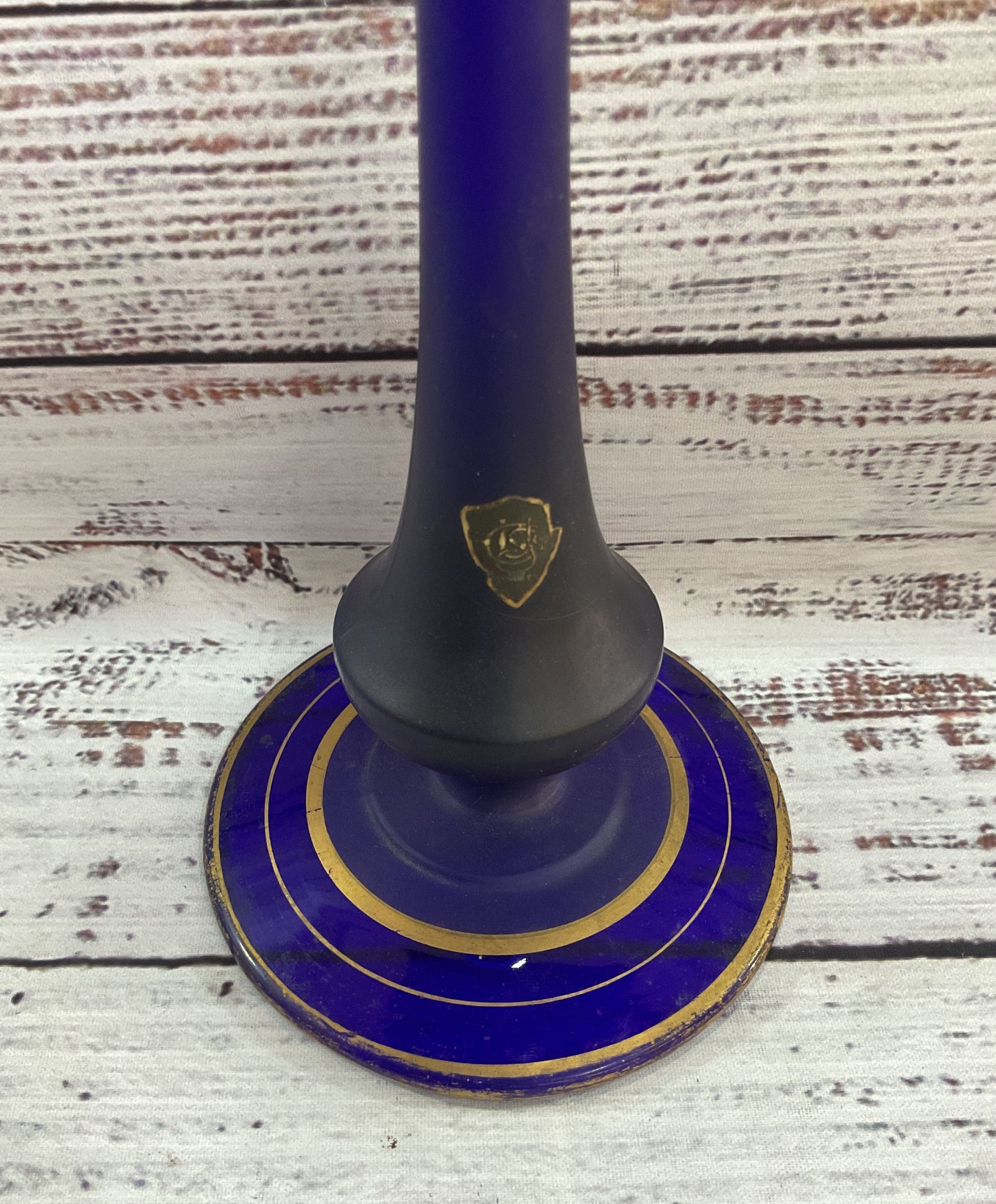 Antique Satin Cobalt Blue Candle Holder
