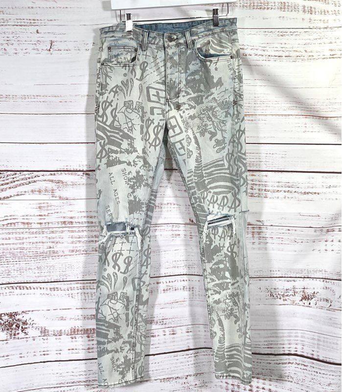 Ksubi Chitch Kollage Distressed Five-Pocket Jeans Faded Blue 31