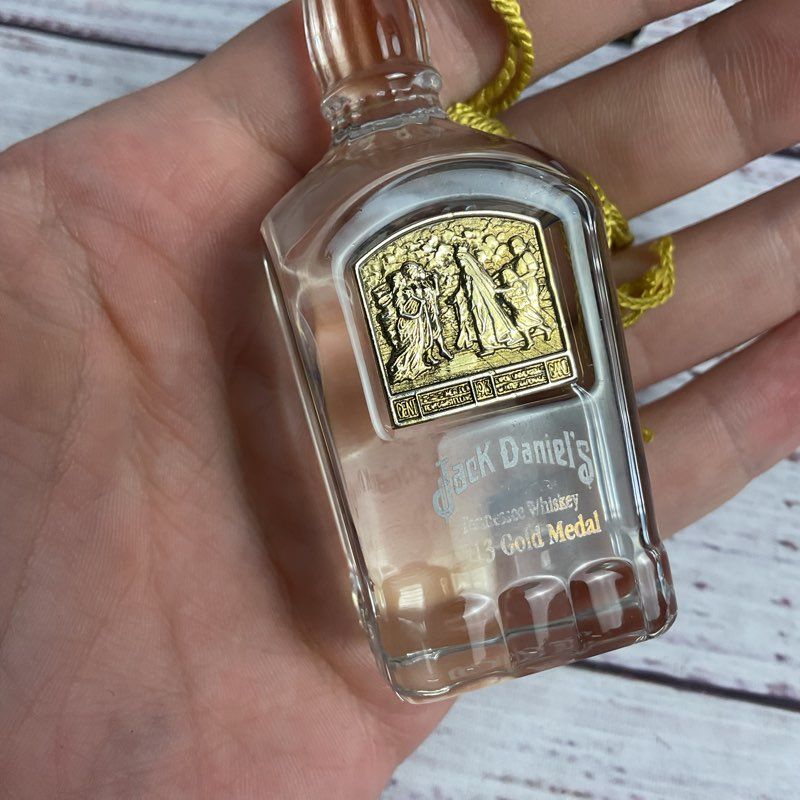 NOB Jack Daniels Gold Medal Crystal Bottle 4" Christmas Tree Ornament