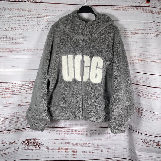 UGG Grey Fluffy Faux ShearlingHoodie Jacket - Size S/M