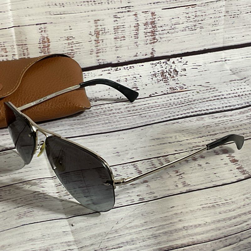 RAY-BAN RB3449 Men's Silver Tone Gray Gradient Lens Sunglasses w/ Case- 59[ ]14