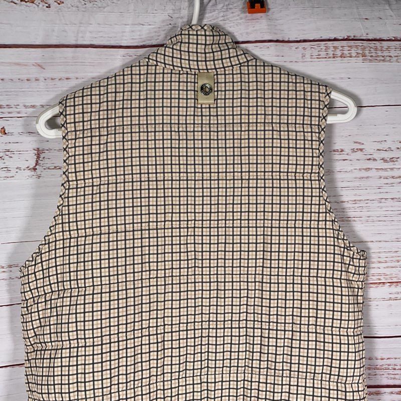 Selected Femme Beige Plaid Full Button Puffer Vest - Size 38