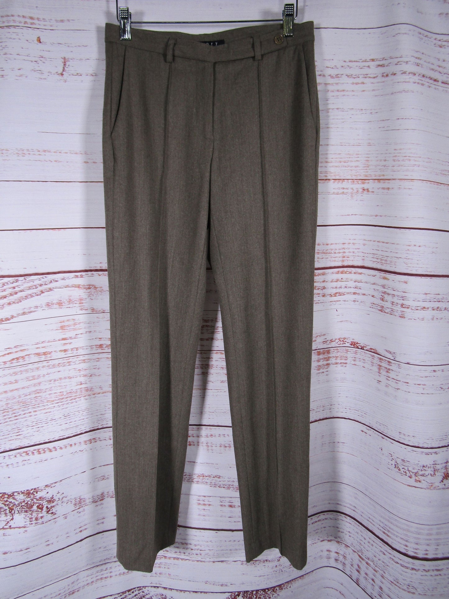 Theory Women's Green Wool Blend Trouser Pants Size 4