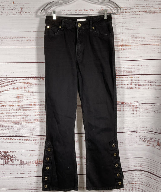 Sandro Snapy Snap-Detailed High-Rise Bootcut Jeans Black 36