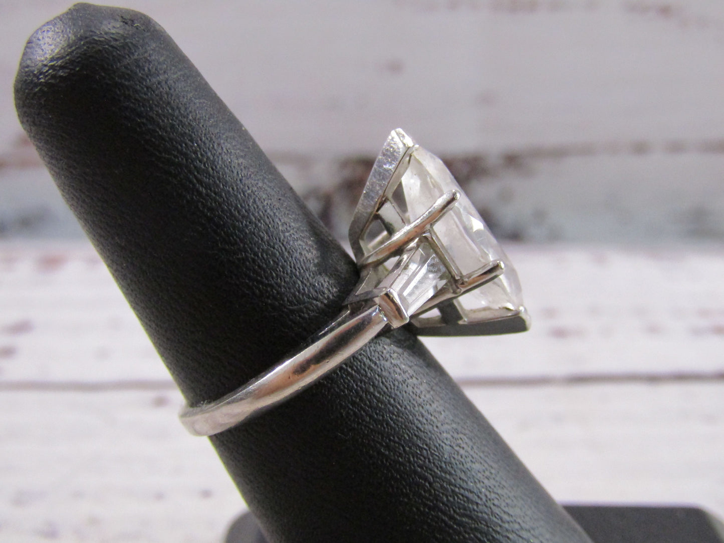 14k White Gold Marquise CZ Cocktail Ring Size 6.5