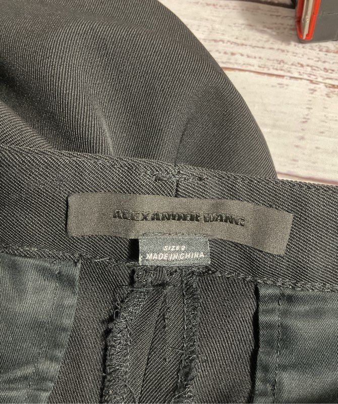 Alexander Wang Women's Black Wool Back Heel Cut Pants Size 2