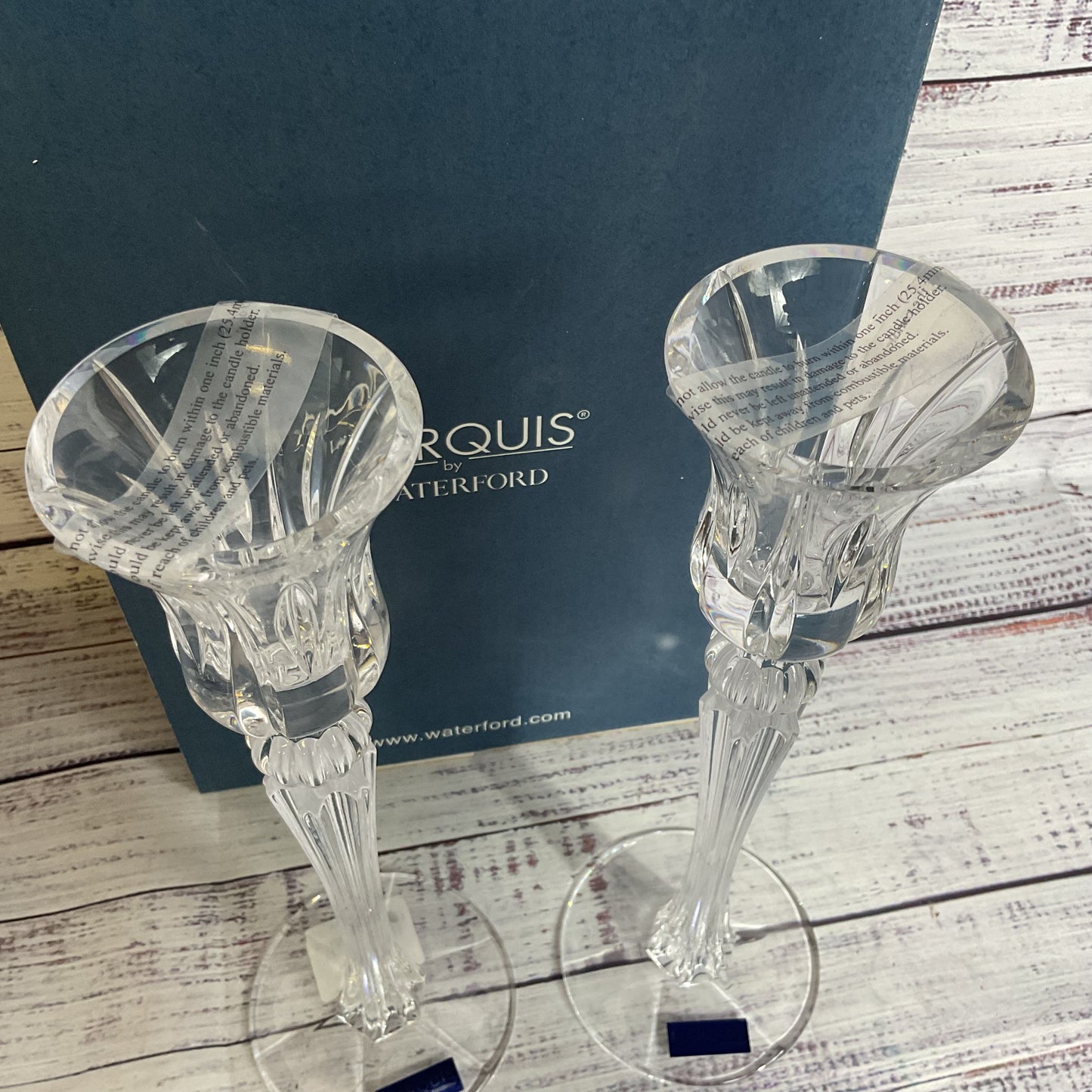 Pair of MARQUIS by WATERFORD Sheridan 10" Candlesticks