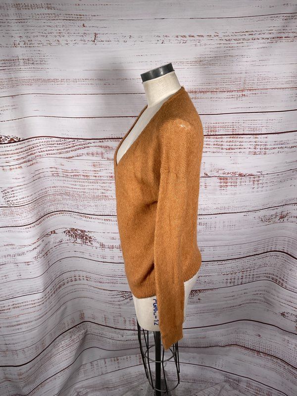 Free People Gossamer Sweater Orange Alpaca Blend Orange Deep V Neck Size XS
