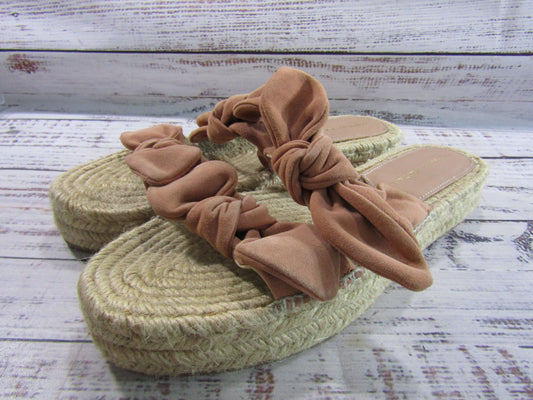 Loeffler Randall Daisy Women's Suede Bow Espadrille Slide Sandals Size 8.5