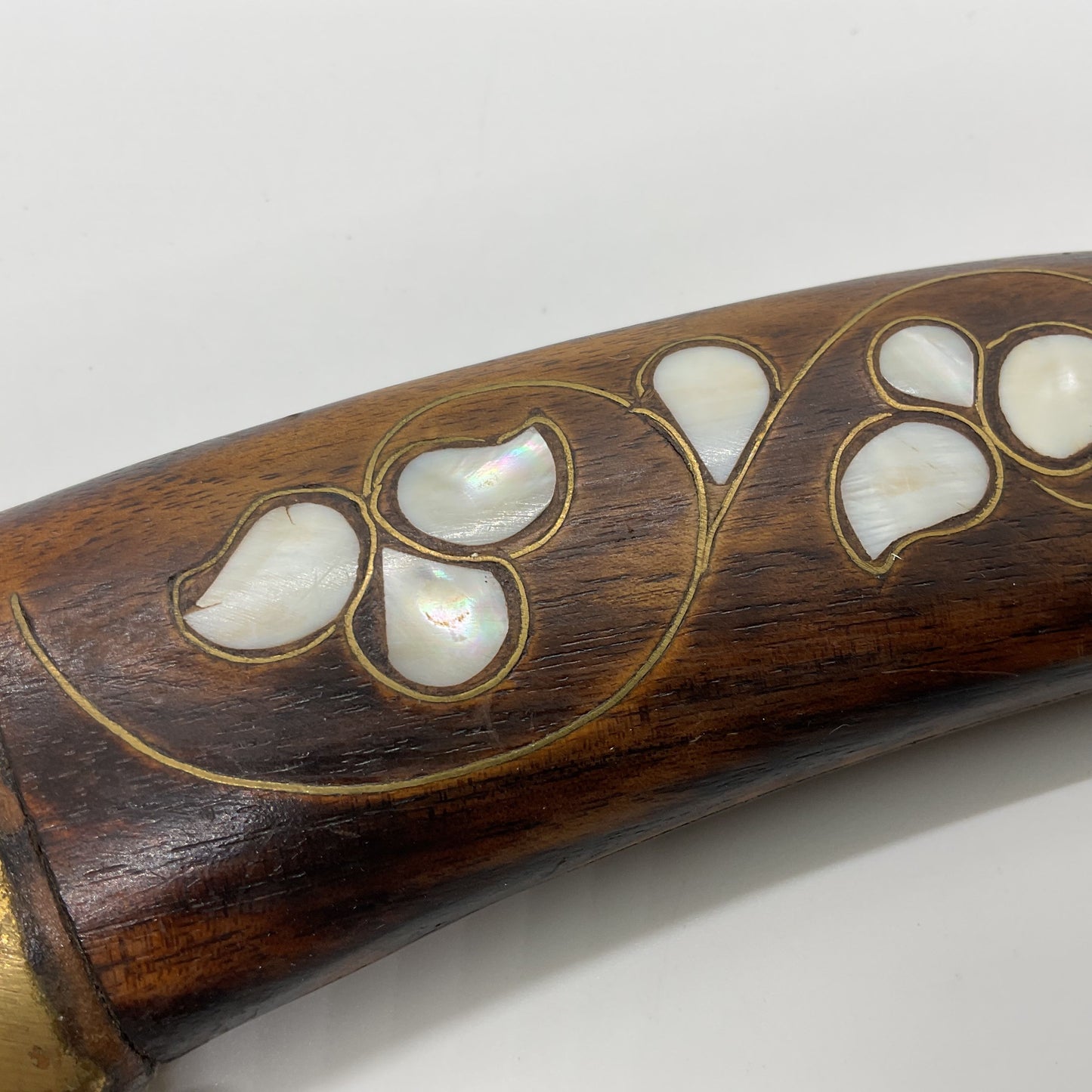 VTG./ANTIQUE Wood Curved Mother of Pearl Inlay Ottoman Style Dagger- 15"