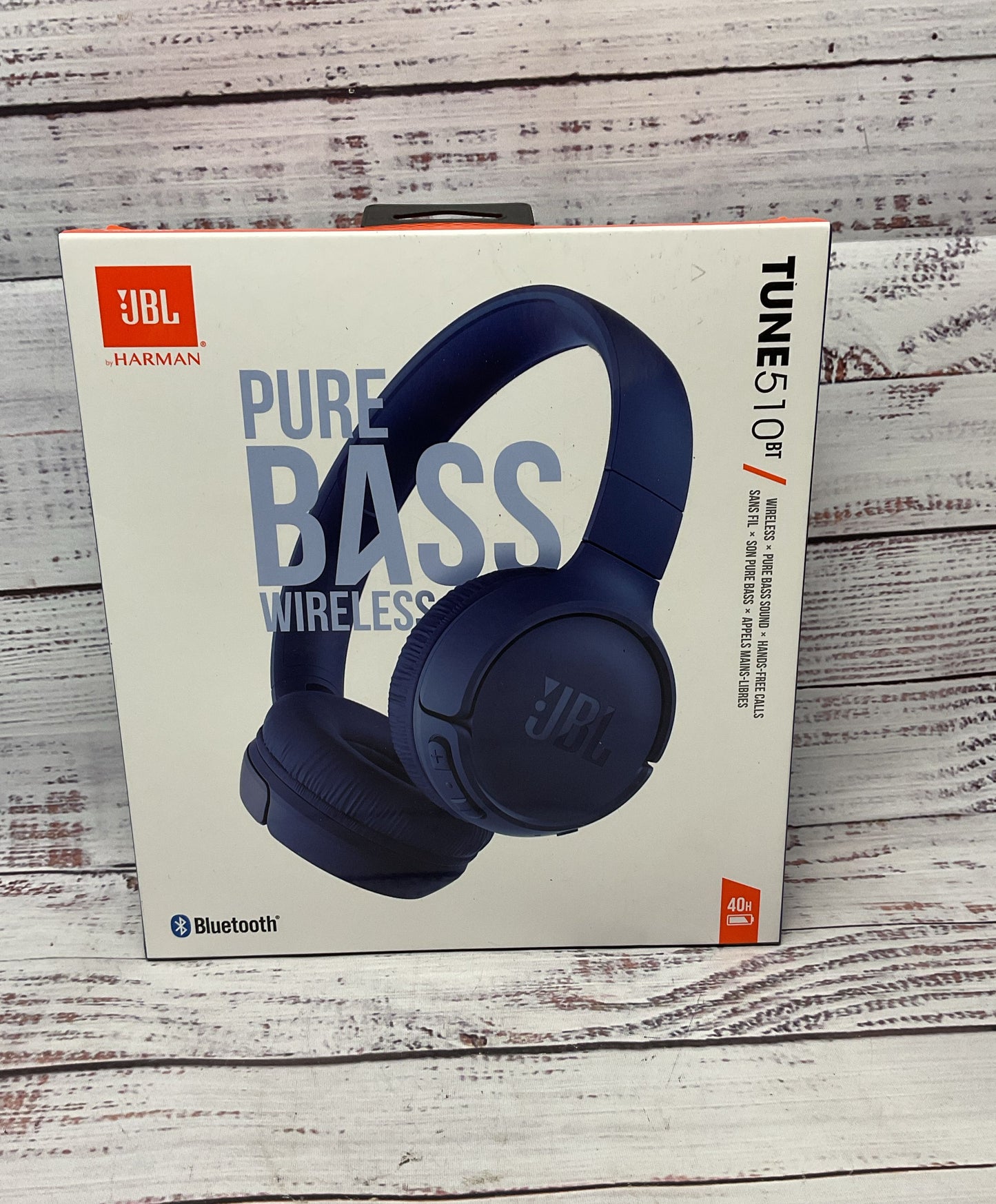 JBL TUNE 510BT Wireless On-Ear Headphone Blue New Sealed 3/4