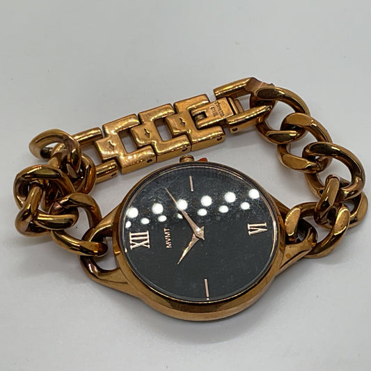 MVMT Women's Gala Chain Link Bracelet Wrist Watch Rose Gold And Black- 6.5"