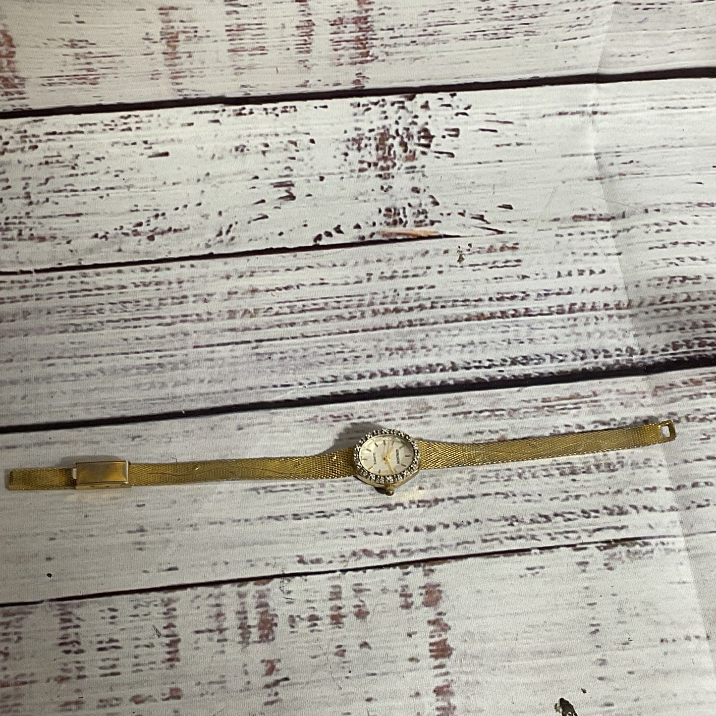 VTG. GRUEN Women's Gold Tone Diamond Accent Mesh Band Watch