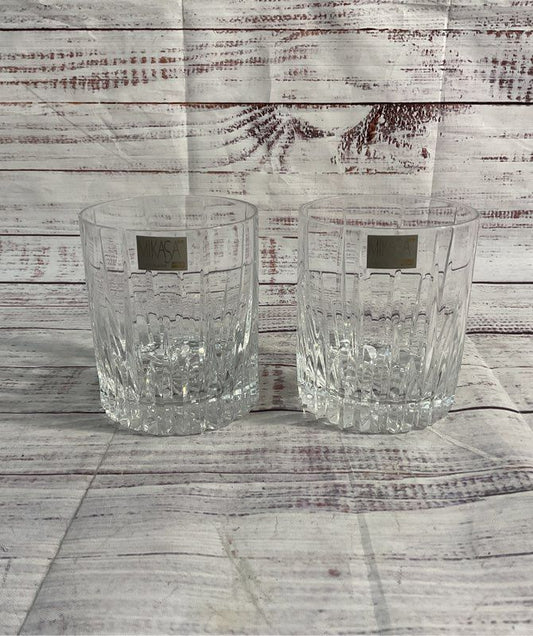 Set Of 2 Mikasa Yugoslavia Clear Cut Old Fashion Glasses