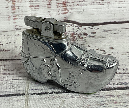 Vintage Mid Century Dutch Windmill Clog Lighter Silver Plated