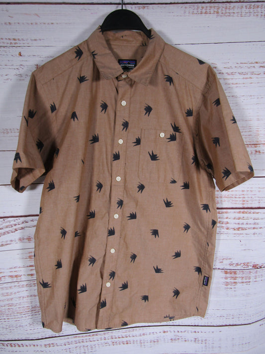 Patagonia Go to Shirt Men's Brown Short Sleeve Print Shirt Size M