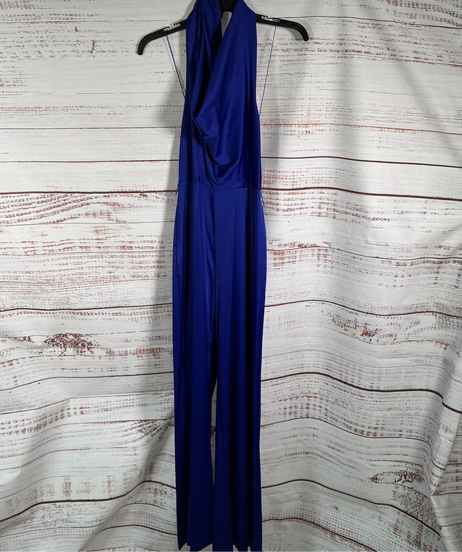 NWT Liv Foster Royal Blue Cowlneck Jumpsuit Size 2 Retail $285
