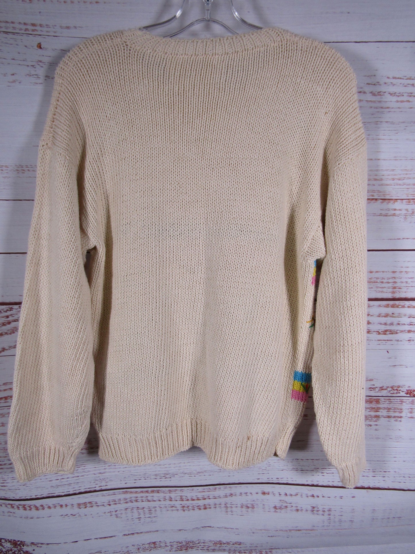 Vintage Mad Joy Collection Women's White Knit Sweater Size L