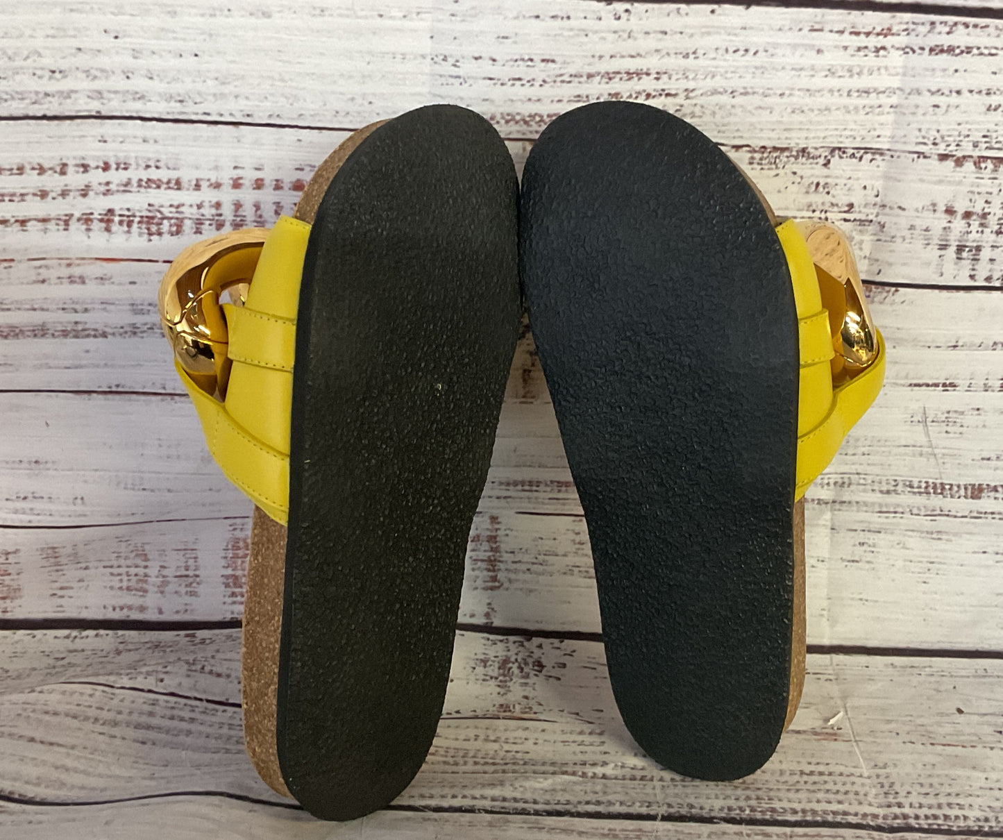 JW Anderson Leather Chunky Chain Sandals Yellow 5