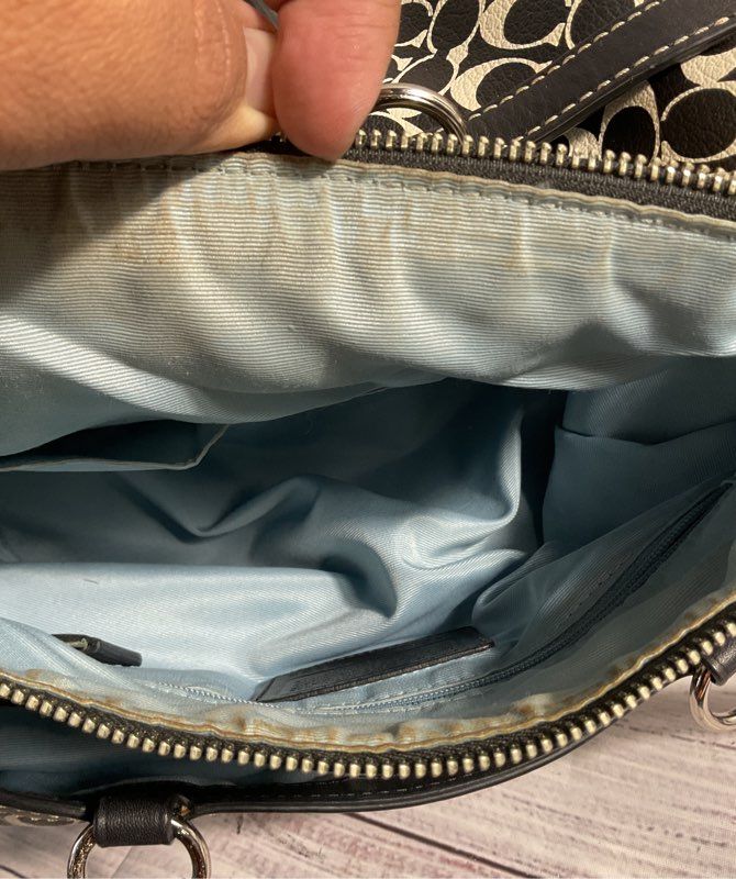 COACH F15132 Chelsea Black & White Signature Coated Canvas Tote Handbag