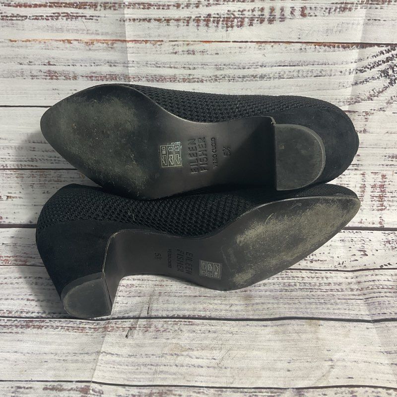 Eileen Fisher Black Knit & Suede Pump Heel Women's Size 5.5