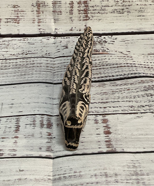 Vintage Soapstone Carved Alligator Figurine