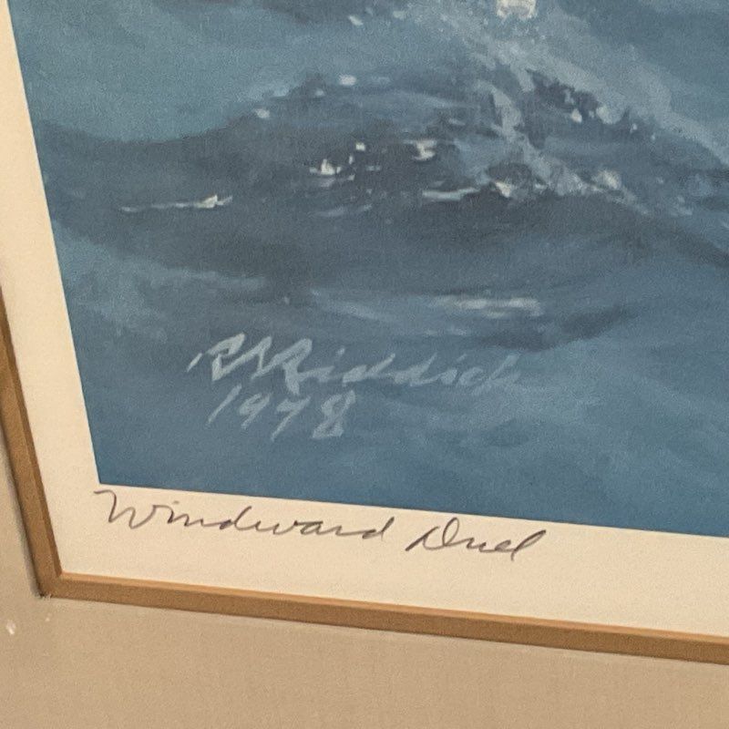 Pencil Signed RON R.S REDDICK "Windward Duel" Lithograph Print FRAMED 41"x31.25"