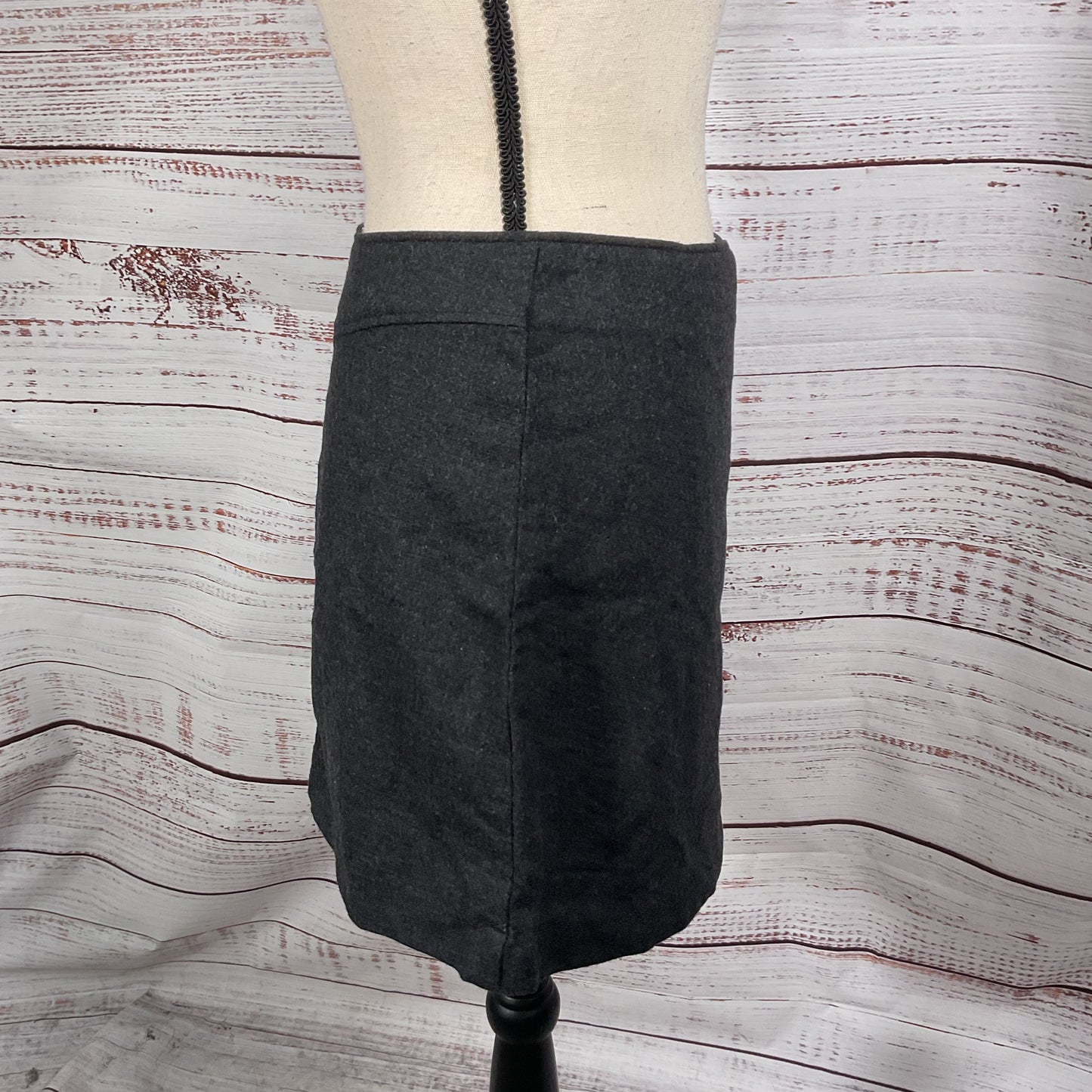 Sisley Dark Grey Wool Blend Asymmetrical Button Up Skirt - Size 44 US8